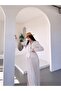 Women's Belted Gold-Buttoned Premium Jacket and Pleated Long Skirt Suit - 3