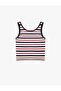 Striped Ribbed Crew Neck Thick Strap Tank Top