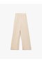Textured Viscose Fabric Straight Wide Leg Trousers with Pockets - 4