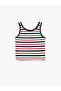 Striped Ribbed Crew Neck Thick Strap Tank Top - 2