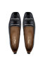 Women's Genuine Leather Black Leather Loafer Shoes - 5