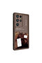Galaxy S24 Ultra Case Printed Back Surface with Camera Protection Akav Classy Cover - Dark Brown