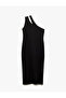 Slim Midi Length One Shoulder Dress with Crepe Scuba Fabric Accessories - 4