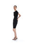 Drape Detailed Crew Neck Crepe Scuba Fabric Short Sleeve Dress - 2