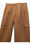 Regular Waist Cargo Pocket Long Straight Loose Wide Leg Satin Trousers - 5