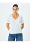 Cotton Short Sleeve Basic V-Neck T-Shirt - 3