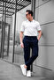Jogger Parachute Fabric Navy Blue Color Men's Trousers