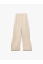 Textured Viscose Fabric Straight Wide Leg Trousers with Pockets - 3