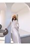 Women's Belted Gold-Buttoned Premium Jacket and Pleated Long Skirt Suit - 7