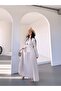 Women's Belted Gold-Buttoned Premium Jacket and Pleated Long Skirt Suit - 4