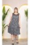 Black Lace Collar Floral Print Plus Size Dress - 7
