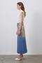 Shiny Print Patterned Denim Pencil Skirt Gold - 4