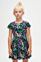 Cutouts Animal Girl's Patterned Short Sleeve Dress - 2