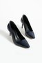 Navy Blue Vegan Leather Heeled Shoes | 7cm Thin Heel |   Stylish Stiletto | Trend Women's Office Evening Dresses - 4