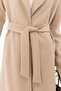 Beige Stamped Women's Coat - Knee Length, Belt and Pockets - 6