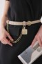 Women's Beige Faux Leather Gold Chain Detailed Belt 7550 - 2