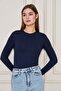 Crew Neck Long Sleeve Badi Viscose Stretch Fabric Body 101 Navy Blue - 2