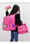 Heart Detailed School Bag 3-Pack Thermal Foil Lunch Box + Pen Holder Primary School Bag - 3
