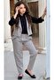 Girl's Silver Button Detailed Vest Gabardine Black Shirt Gray Bottom Top Set - 2