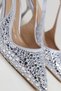 Women's Silver Mirror Detailed Fabric Evening Dress Stiletto Heeled Shoes - 3