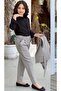 Girl's Silver Button Detailed Vest Gabardine Black Shirt Gray Bottom Top Set - 3