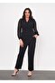 Women's plus size double-breasted chiffon blouse and pants set with button detail - flexible evening wear 24717 - 7