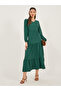 Plain Cuffed Sleeves Tiered Maxi Dress - 2