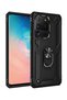 حافظة لهاتف Galaxy S20 Ultra مع حلقة مغناطيسية وغطاء Vega أسود + واقي شاشة شبح