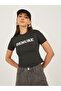 Slogan Print Round Neck Crop T-Shirt - 3