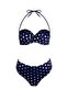 4600 Silver Polka Dot Navy Blue Strapless Bikini Set - 6
