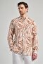 Men's Dark Brown Long Sleeve Printed Buttoned Collar Slim Fit Shirt 1004250138 - 3