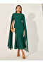 Plain Long Sleeves Cape Maxi Dress - 2