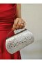 Women's Stoned Silver Evening Dress Clutch Chain Strap Hand Wedding Engagement Night Shoulder Bag - 3