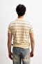 Striped Polo Collar Yellow -Shirt - 5
