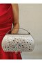 Women's Stoned Silver Evening Dress Clutch Chain Strap Hand Wedding Engagement Night Shoulder Bag