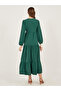Plain Cuffed Sleeves Tiered Maxi Dress - 5