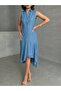 Shirt Collar Buttoned Frill Detailed Summer Denim Dress Mi̇ss933 - 5