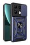 Redmi Note 13 4g Case with Ring Magnetic Vega Cover Navy Blue + Nano Screen Protector