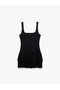 Crepe Scuba Fabric Square Neck Sleeveless Pleated Mini Dress - 4