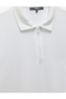 Short Sleeve Waffle Textured Regular Fit Basic Half Zip Polo Neck T-Shirt - 5
