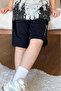 Boy's Tree and Sun Printed T-Shirt Text Detailed Beige Shorts Suit - 4