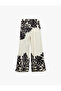 Viscose Fabric Wide Leg Floral Palazzo Trousers with Pockets - 4