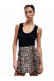 A-Line Bow Detailed Leopard Patterned Mini Skirt - 2