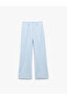 High Waist Buttoned Straight Leg Fabric Pants - 3