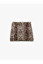 A-Line Bow Detailed Leopard Patterned Mini Skirt - 3