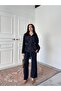Women's Navy Blue Oversized Belted Denim Jacket Jeans Set - 7