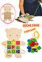 Teddy Bear Educational Wooden Teddy Bear Game and Stringing Work Sensory Skill Development Button Sewing Game