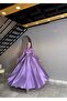 Plume Taffeta Ruffle Collar Long Sleeve Women's Hijab Evening Dress
