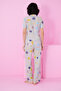 طقم بيجاما محبوك بنقشة رمادية، بياقة قميص، بتصميم Pointelle مفرغ ومزود بأزرار - 3