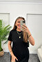 Women's Short Sleeve Slit Detailed Loose Viscose Dress - 3